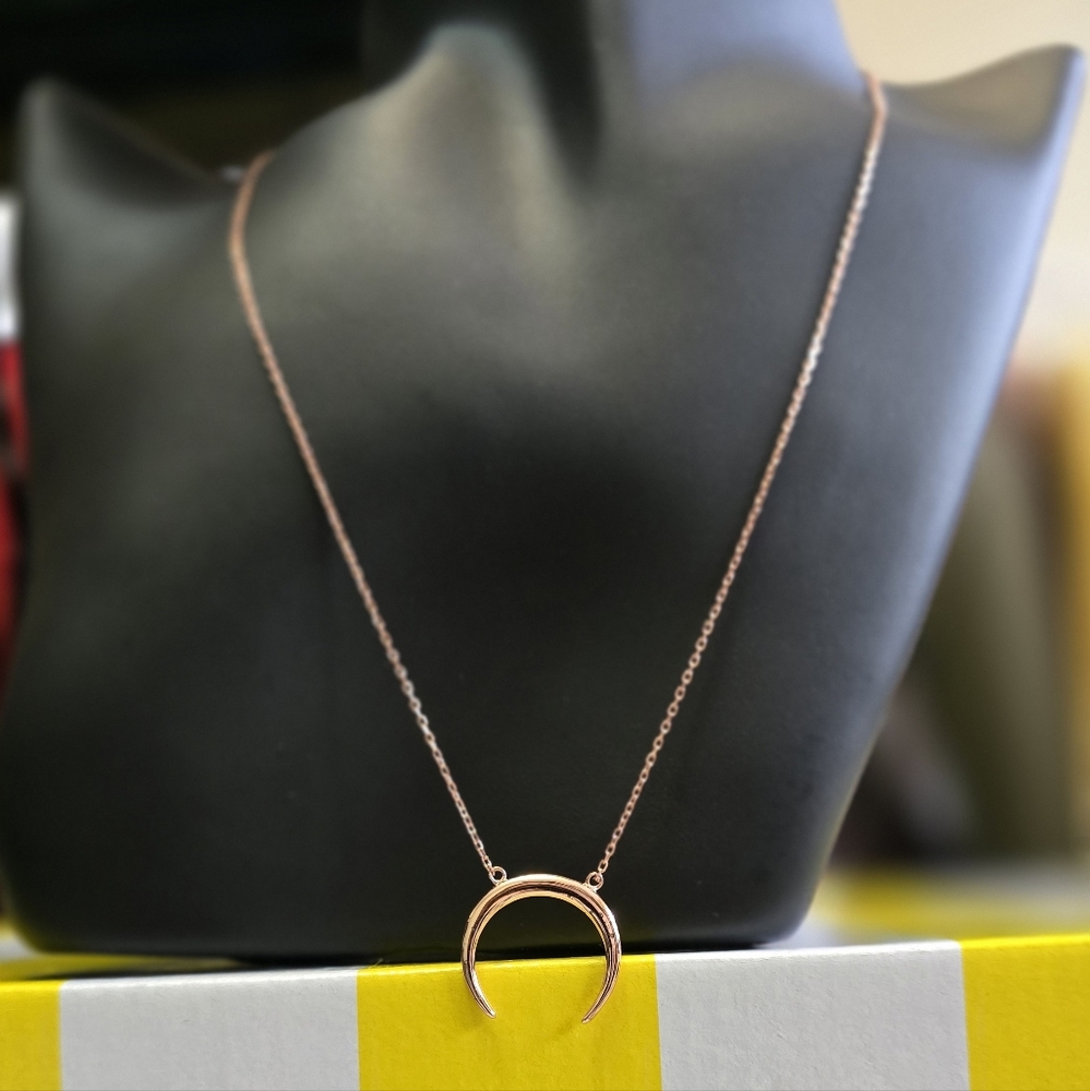 Elegant Rose Gold Crescent Necklace